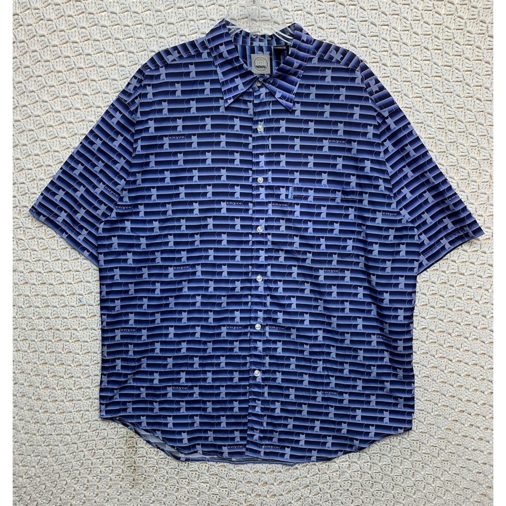 Enyce Brand Shirt Mens Size XL Blue Short Sleeve Button‎ Up Polyester